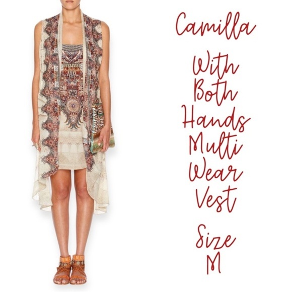 Camilla Tops - Camilla With Both Hands multi wear crystal embellished long silk vest